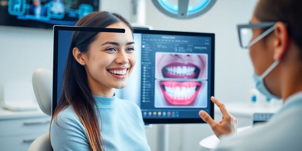 Patient smiling during a virtual orthodontic consultation.