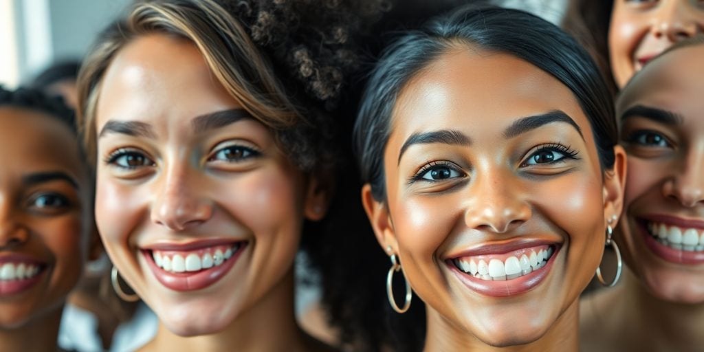 Smiling patient with perfect teeth after successful orthodontic treatment.