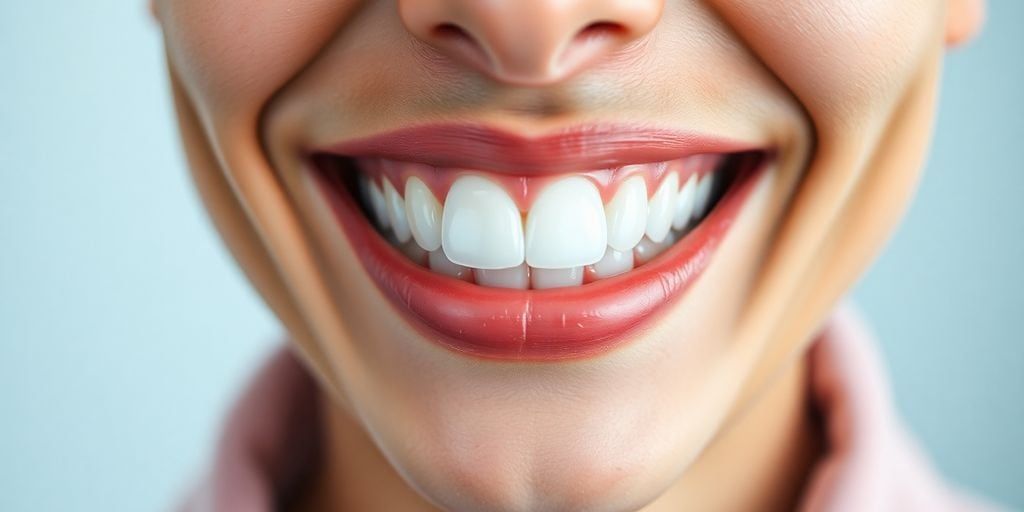 Smiling patient with perfect teeth after orthodontic treatment.